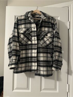 Zara Black & White Plaid Flannel Shacket